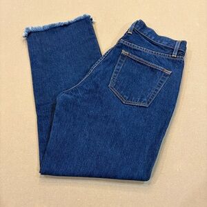 SLVRLAKE London Cropped Raw Hem Straight Leg Dark Wash Jeans Size 28